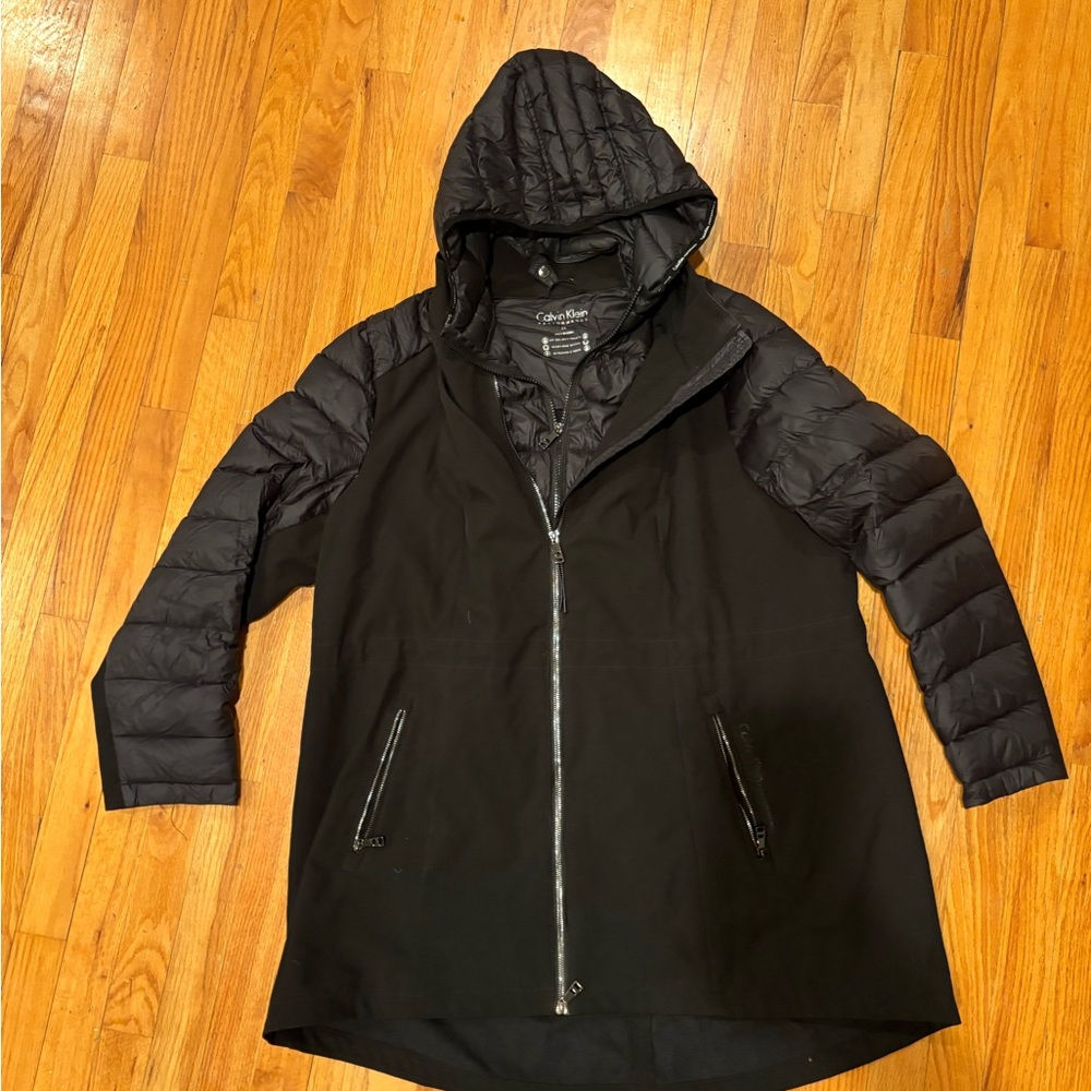 Calvin Klein Black Quilted Hooded Jacket Woman's 2X